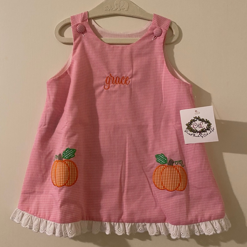 Adorable pumpkin monogrammed dress GRACE